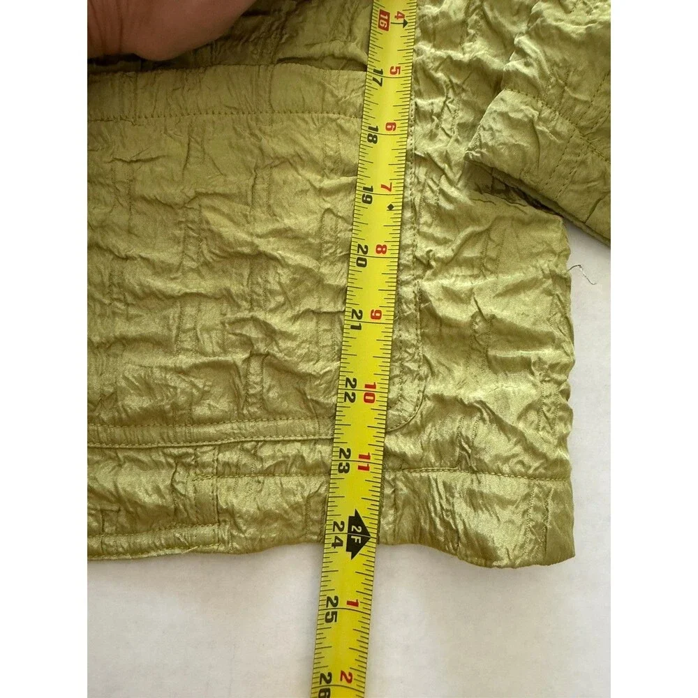 Chico’s Women’s XL Chartreuse Puckered Textured Jacket Size 3 Resort Cruise